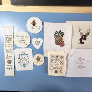 COUNTED CROSS STITCH FLOWERS, DEER, BOOKMARK, HOME, HEART